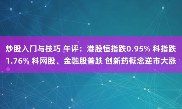 炒股入门与技巧 午评：港股恒指跌0.95% 科指跌1.76% 科网股、金融股普跌 创新药概念逆市大涨