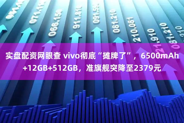 实盘配资网眼查 vivo彻底“摊牌了”，6500mAh+12GB+512GB，准旗舰突降至2379元